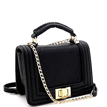 TWO WAY TURN-LOCK SATCHEL SHOULDER BAG