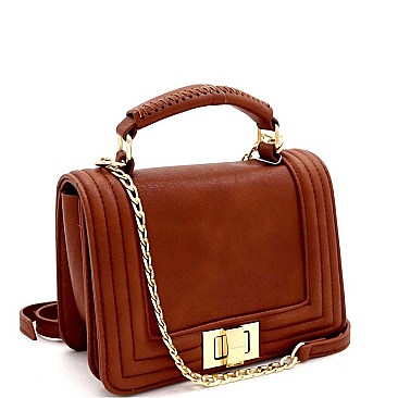 TWO WAY TURN-LOCK SATCHEL SHOULDER BAG