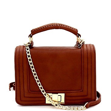 TWO WAY TURN-LOCK SATCHEL SHOULDER BAG
