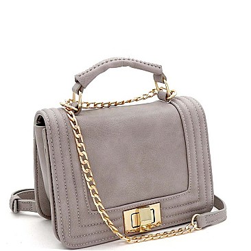 TWO WAY TURN-LOCK SATCHEL SHOULDER BAG