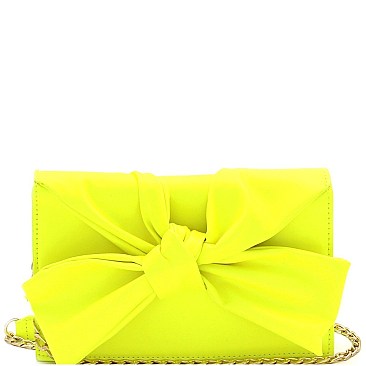 3-Compartment Knotted Bow Accent Clutch Shoulder Bag
