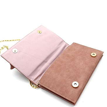 3-Compartment Knotted Bow Accent Clutch Shoulder Bag