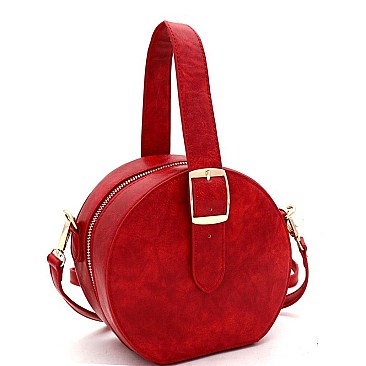 ROUND BUCKLE WRIST HANDLE ACCENT SATCHEL