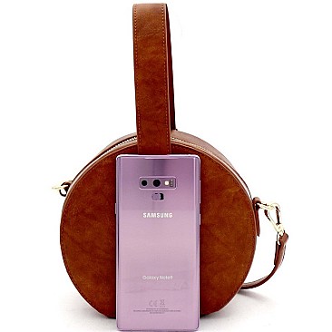 ROUND BUCKLE WRIST HANDLE ACCENT SATCHEL