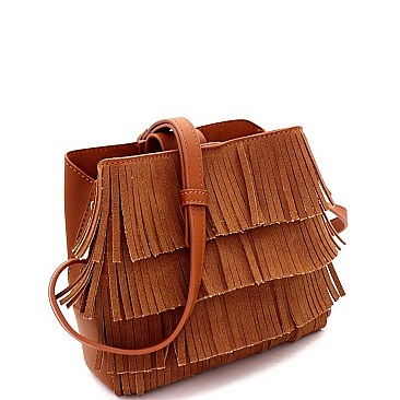 MULTI-COMPARTMENT 4 LAYER FRINGE BOHEMIAN SHOULDER BAG