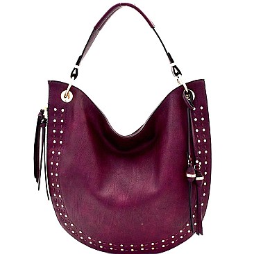 D0408-LP Stud and Stitch Accent Expandable Single Strap Hobo