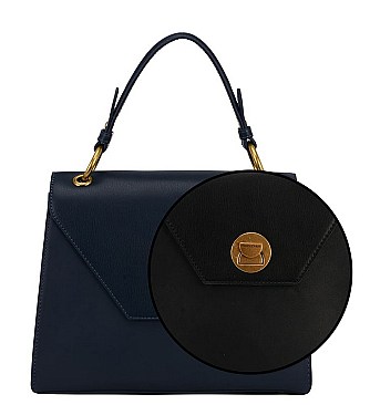 David Jones Chic Handbag with Gold Lock