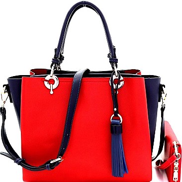 Color Block 3-Compartment Satchel Wallet SET MH-DB7139W