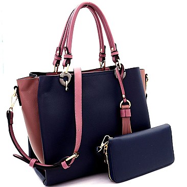 Color Block 3-Compartment Satchel Wallet SET MH-DB7139W