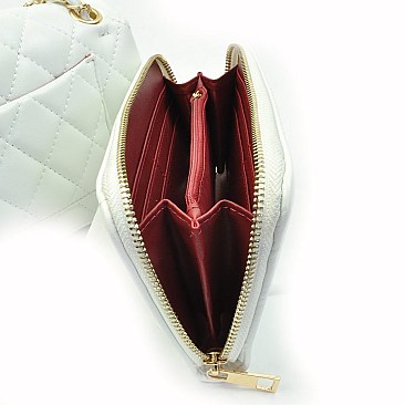Quilted Turn-Lock Small Shoulder Bag With Wallet