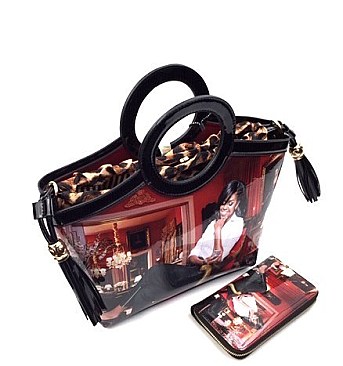 MICHELLE OBAMA SATCHEL WITH LEOPARD STRING BAG + WALLET