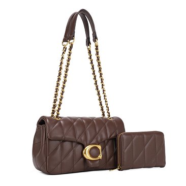 2-in-1 Quilted Shoulder Bag & Wallet Set