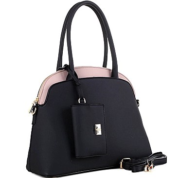 Color Block 2 in 1 Dome Satchel with Card Holder MH-ES3149