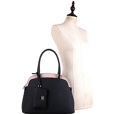 Color Block 2 in 1 Dome Satchel with Card Holder MH-ES3149