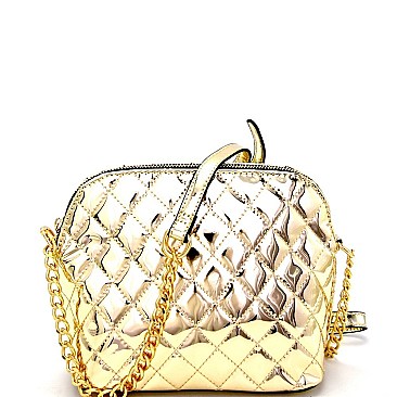 Dome-Shaped Quilted Metallic Cross Body