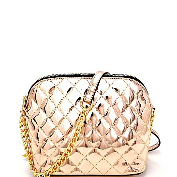 Dome-Shaped Quilted Metallic Cross Body