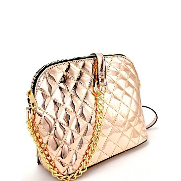 Dome-Shaped Quilted Metallic Cross Body