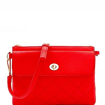 Turn-Lock Accent Quilted Front Pocket Cross Body