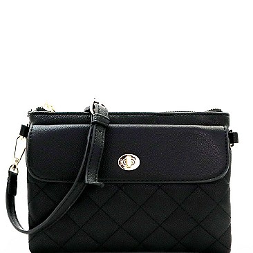 Turn-Lock Accent Quilted Front Pocket Cross Body
