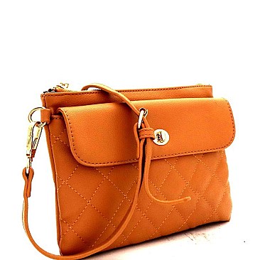 Turn-Lock Accent Quilted Front Pocket Cross Body