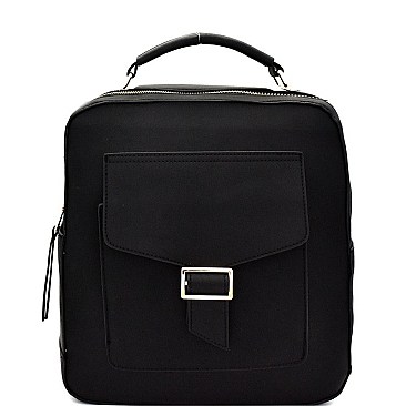 Boxy Multi-Pocket Textured Fashion Backpack