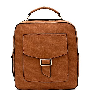 Boxy Multi-Pocket Textured Fashion Backpack