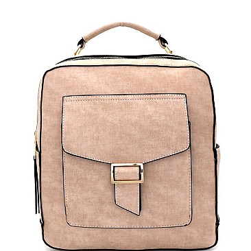 Boxy Multi-Pocket Textured Fashion Backpack