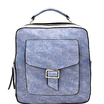 Boxy Multi-Pocket Textured Fashion Backpack