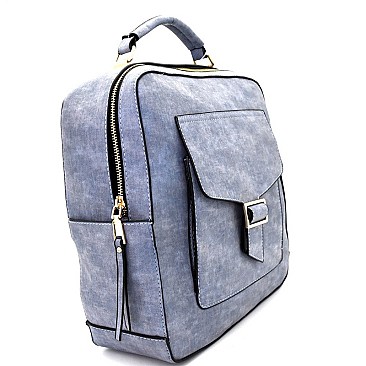 Boxy Multi-Pocket Textured Fashion Backpack