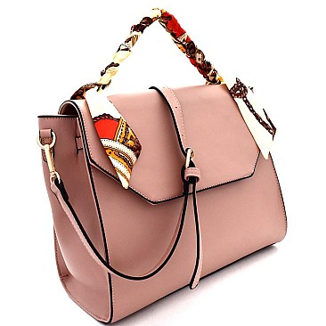 Scarf Wrap Handle Flap Satchel with Portable Charger MH-F0242C