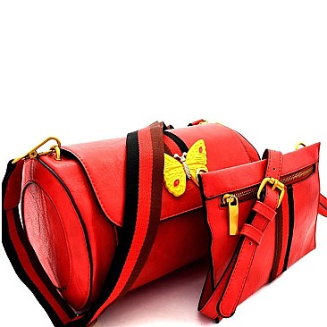 Butterfly Charm Color Block Striped 2 in 1 Shoulder Bag MH-F0274