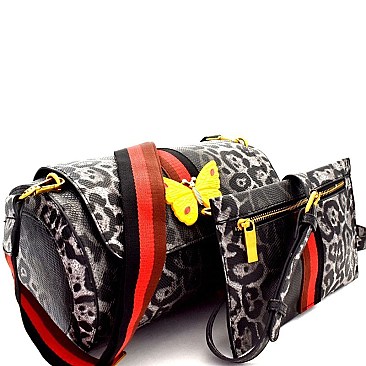 Butterfly Charm Color Block Striped 2 in 1 Shoulder Bag MH-F0274