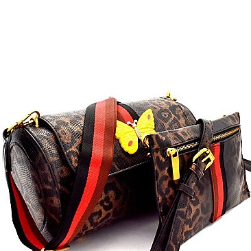 Butterfly Charm Color Block Striped 2 in 1 Shoulder Bag MH-F0274