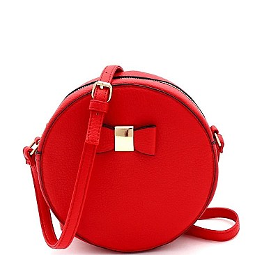 Bow Accent Round Crossbody Shoulder Bag