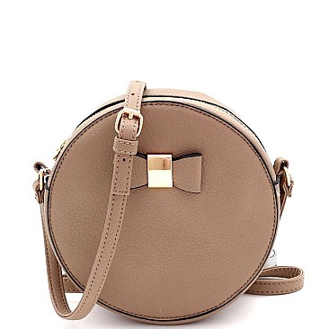 Bow Accent Round Crossbody Shoulder Bag