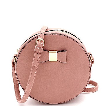 Bow Accent Round Crossbody Shoulder Bag