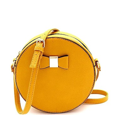 Bow Accent Round Crossbody Shoulder Bag