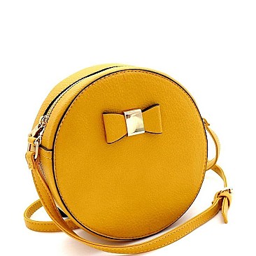 Bow Accent Round Crossbody Shoulder Bag