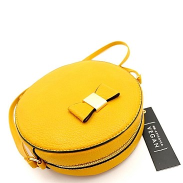 Bow Accent Round Crossbody Shoulder Bag