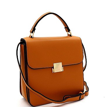 Retro Pinch-Lock Accent 3-Compartment Medium Satchel
