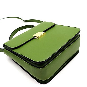 Retro Pinch-Lock Accent 3-Compartment Medium Satchel