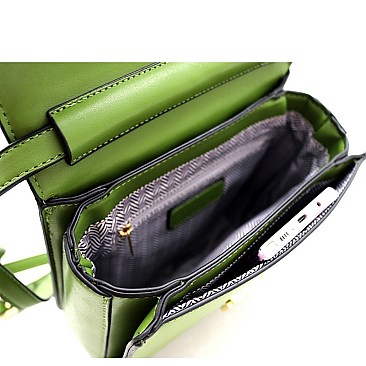 Retro Pinch-Lock Accent 3-Compartment Medium Satchel