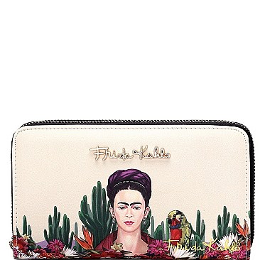 CACTUS SERIES AUTHENTIC FRIDA KAHLO DOUBLE ZIP WALLET