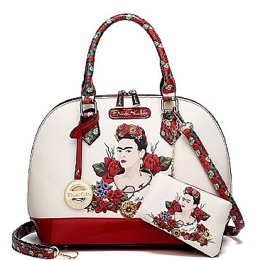 2 in 1 Authentic Frida Kahlo Flower Dome Satchel