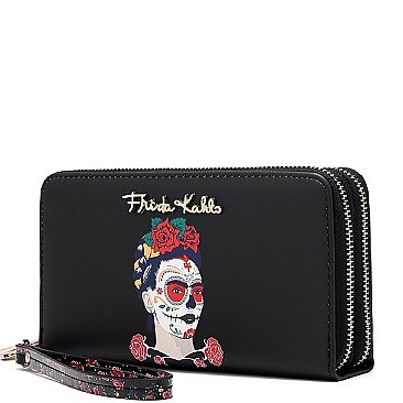 Frida Kahlo Skull Wristlet Wallet