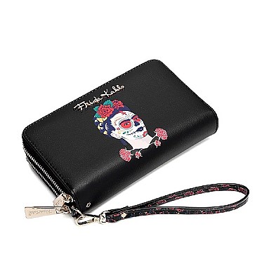 Frida Kahlo Skull Wristlet Wallet