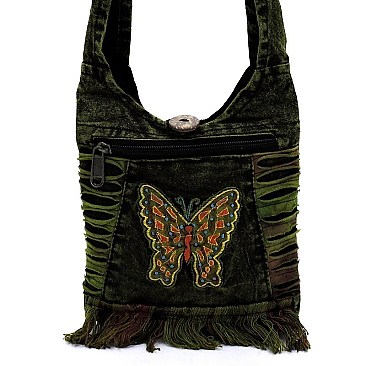 Bohemian Handicrafts Butterfly Cute Crossbody Bucket Bag