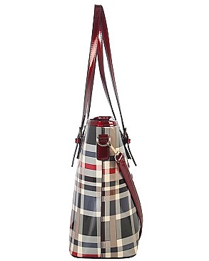 Trendy Multi Color 2 In 1 Two Tone Checkered Tote Bag