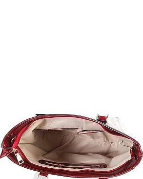 Trendy Multi Color 2 In 1 Two Tone Checkered Tote Bag