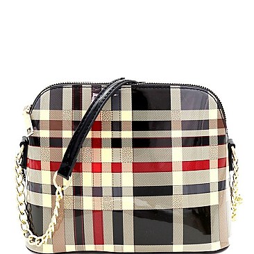 Plaid Check Dome-Shaped Crossbody Bag
